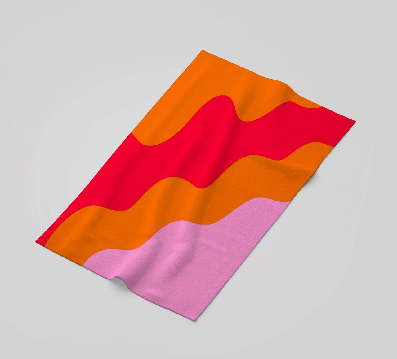 Forme ondulate in color blocking rosa, rosso, arancione telo mare da Wackapacka