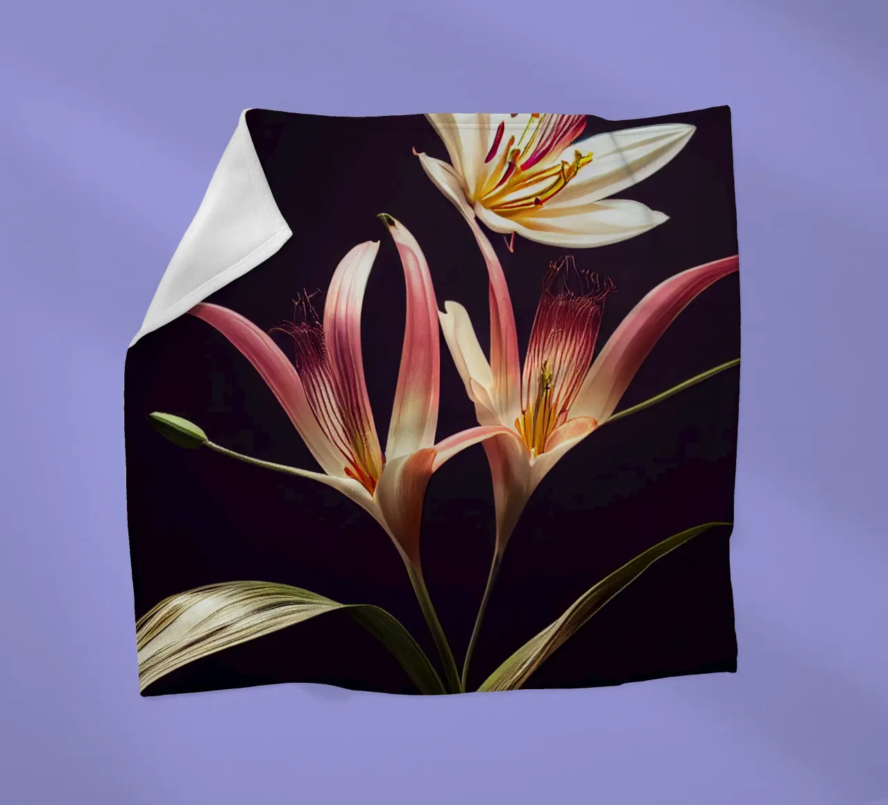 Macro Asiatic Lily Flower fleece blanket by Bold Blooms