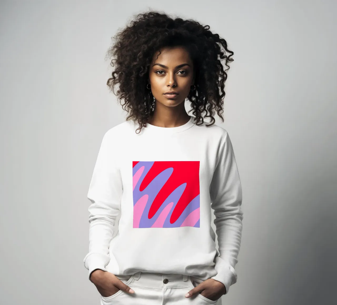 Forme ondulate color blocking rosa, rosso, viola felpa da Wackapacka