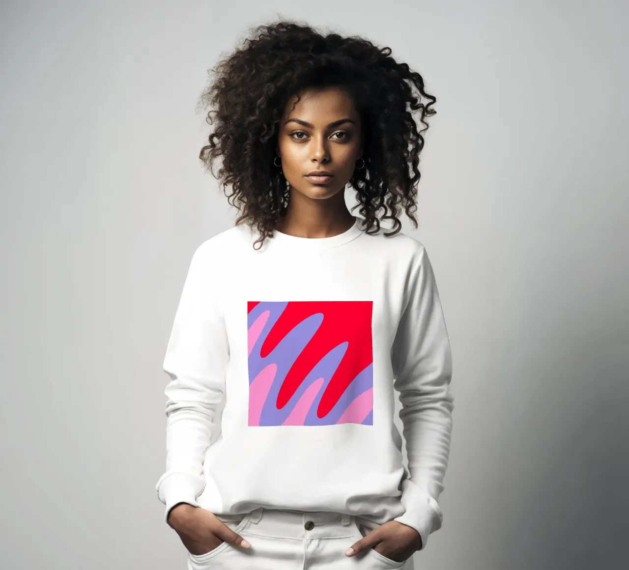 Forme ondulate color blocking rosa, rosso, viola felpa da Wackapacka