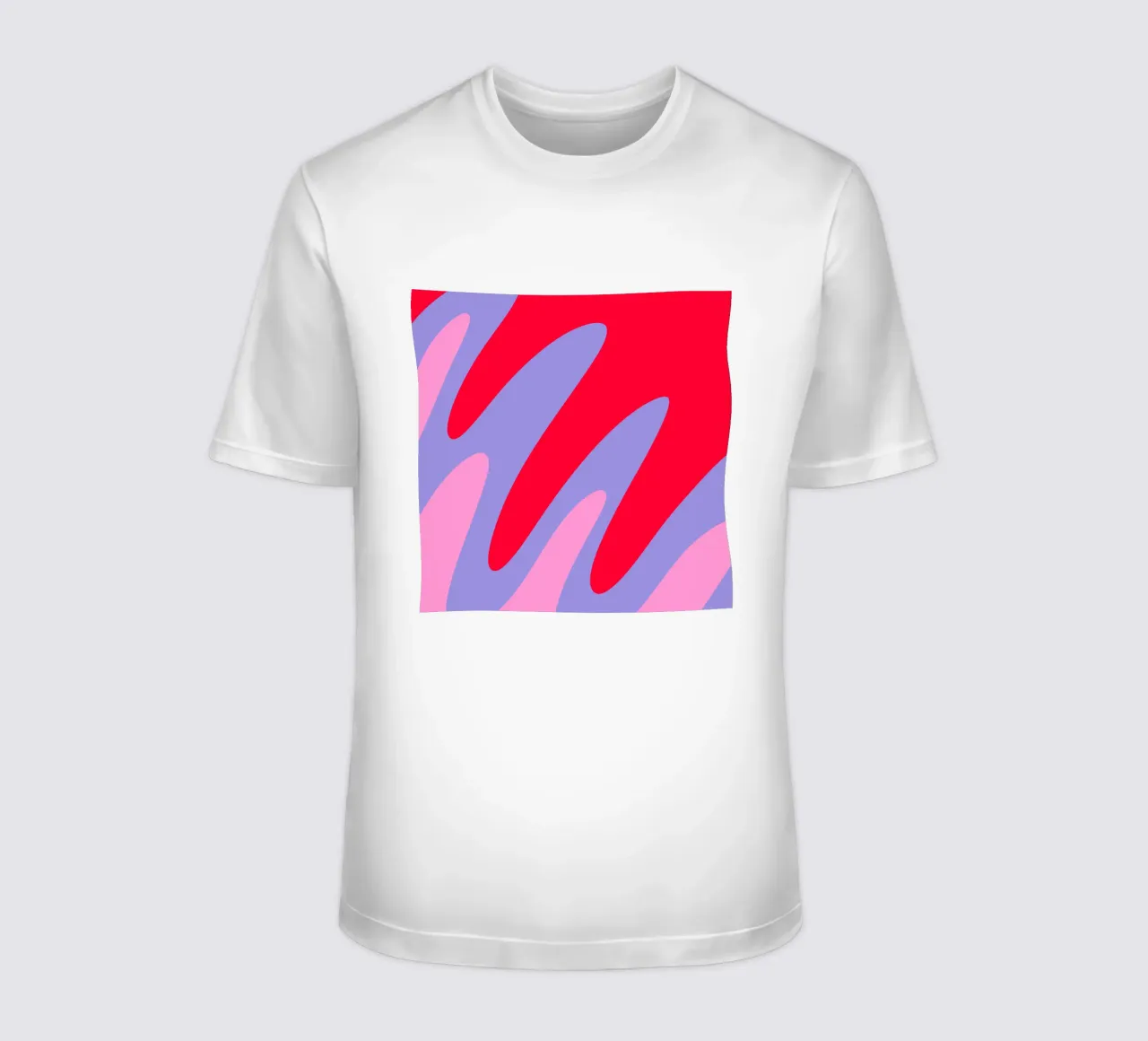 Forme ondulate color blocking rosa, rosso, viola t-shirt da Wackapacka
