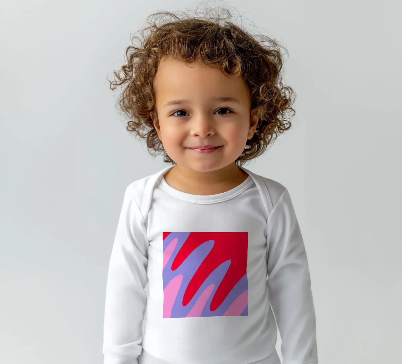 Forme ondulate color blocking rosa, rosso, viola body neonato maniche lunghe da Wackapacka