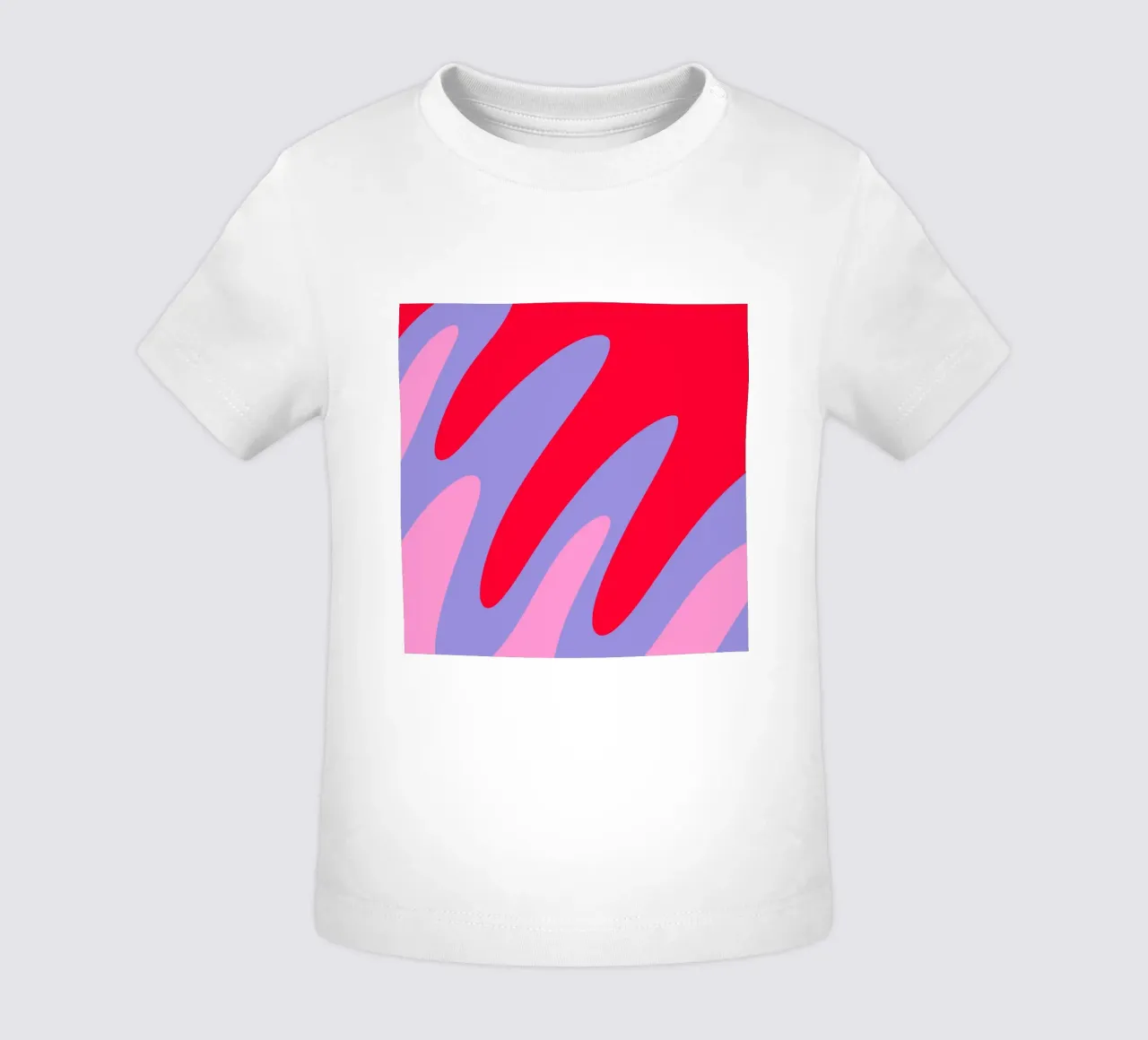 Forme ondulate color blocking rosa, rosso, viola maglietta neonato da Wackapacka