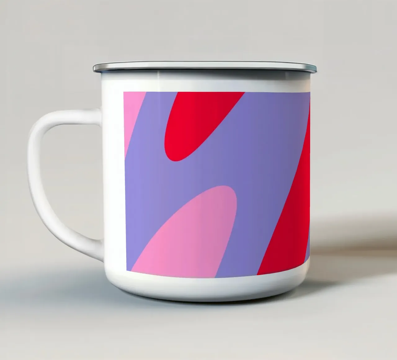 Forme ondulate color blocking rosa, rosso, viola tazza in smalto da Wackapacka