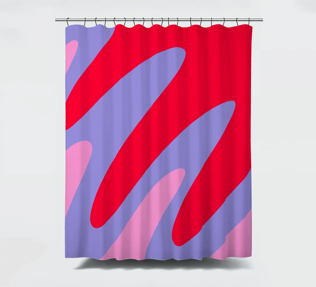 Forme ondulate color blocking rosa, rosso, viola tenda da doccia da Wackapacka