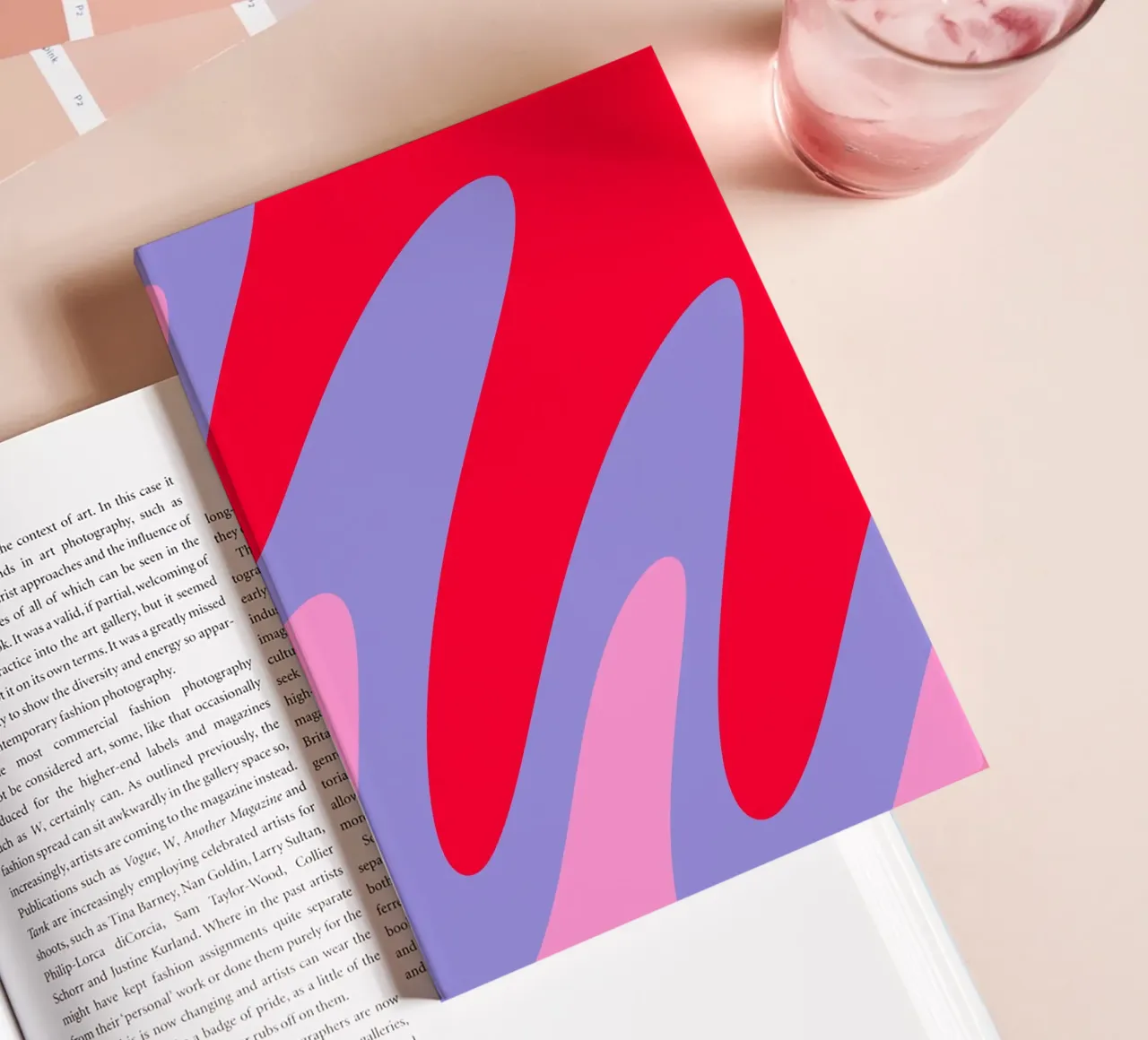 Forme ondulate color blocking rosa, rosso, viola diario da Wackapacka