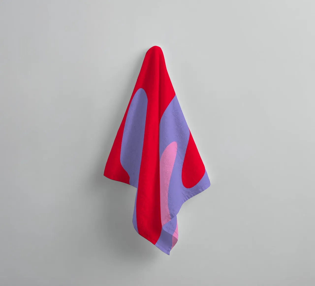 Forme ondulate color blocking rosa, rosso, viola asciugamano da bagno da Wackapacka