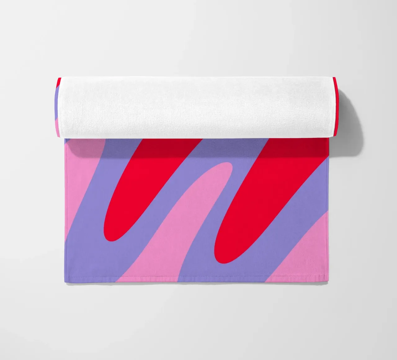 Forme ondulate color blocking rosa, rosso, viola telo mare da Wackapacka