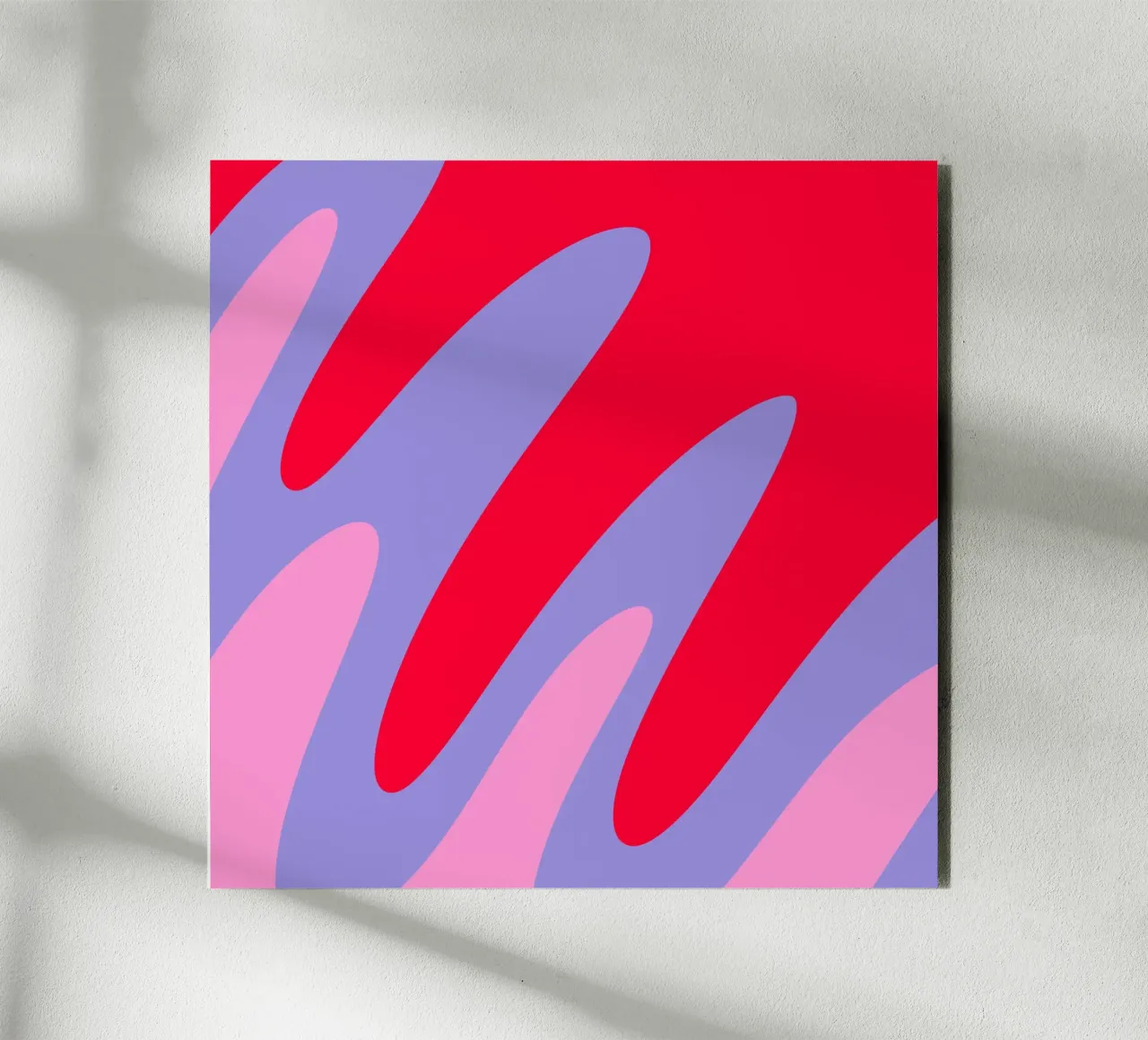 Forme ondulate color blocking rosa, rosso, viola alluminio dibond da Wackapacka