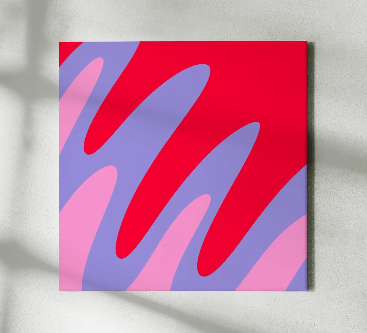 Forme ondulate color blocking rosa, rosso, viola tela da Wackapacka