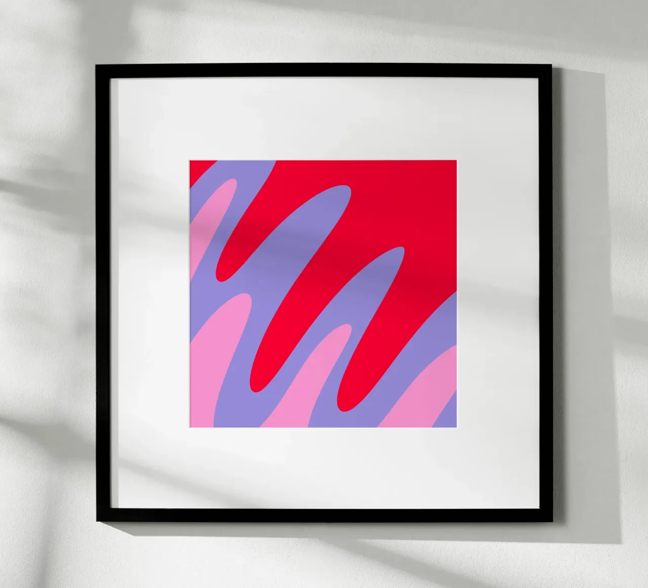 Forme ondulate color blocking rosa, rosso, viola poster da Wackapacka