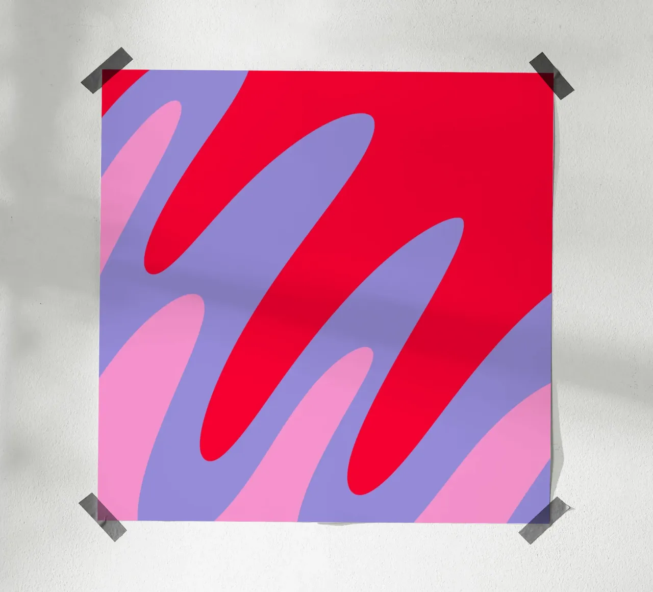 Forme ondulate color blocking rosa, rosso, viola poster da Wackapacka