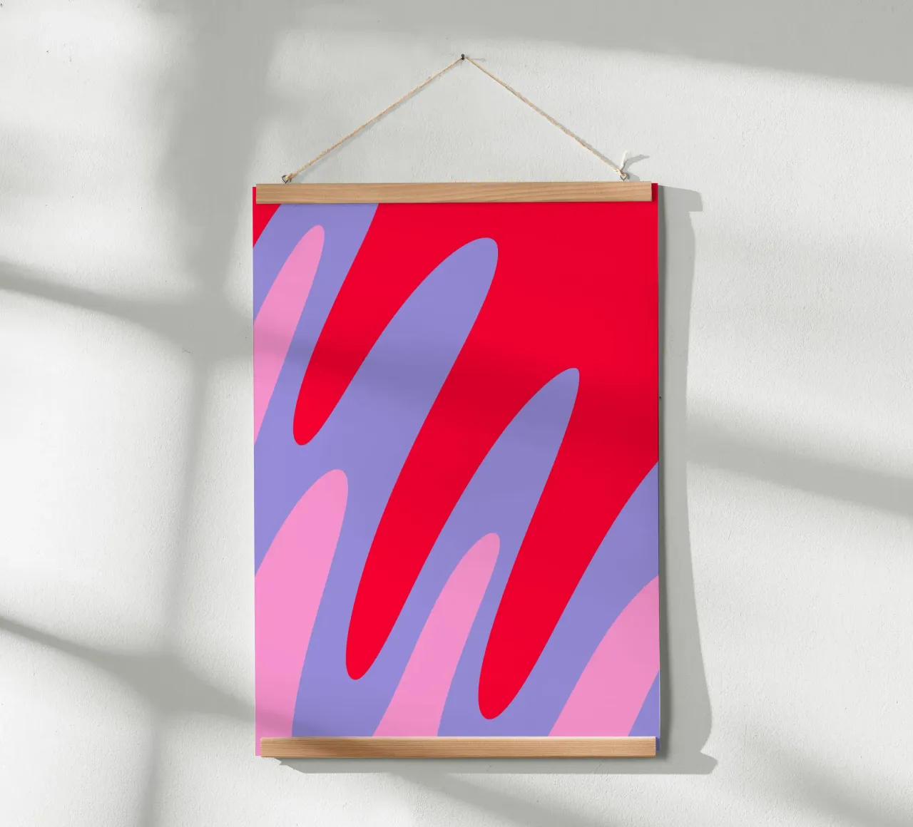 Forme ondulate color blocking rosa, rosso, viola poster da Wackapacka