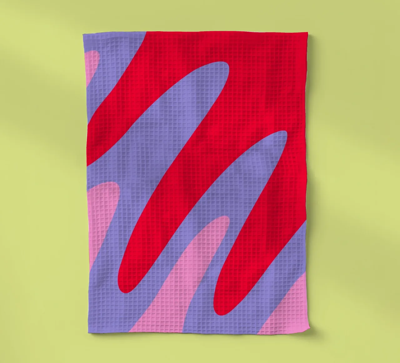 Forme ondulate color blocking rosa, rosso, viola canovaccio da cucina da Wackapacka