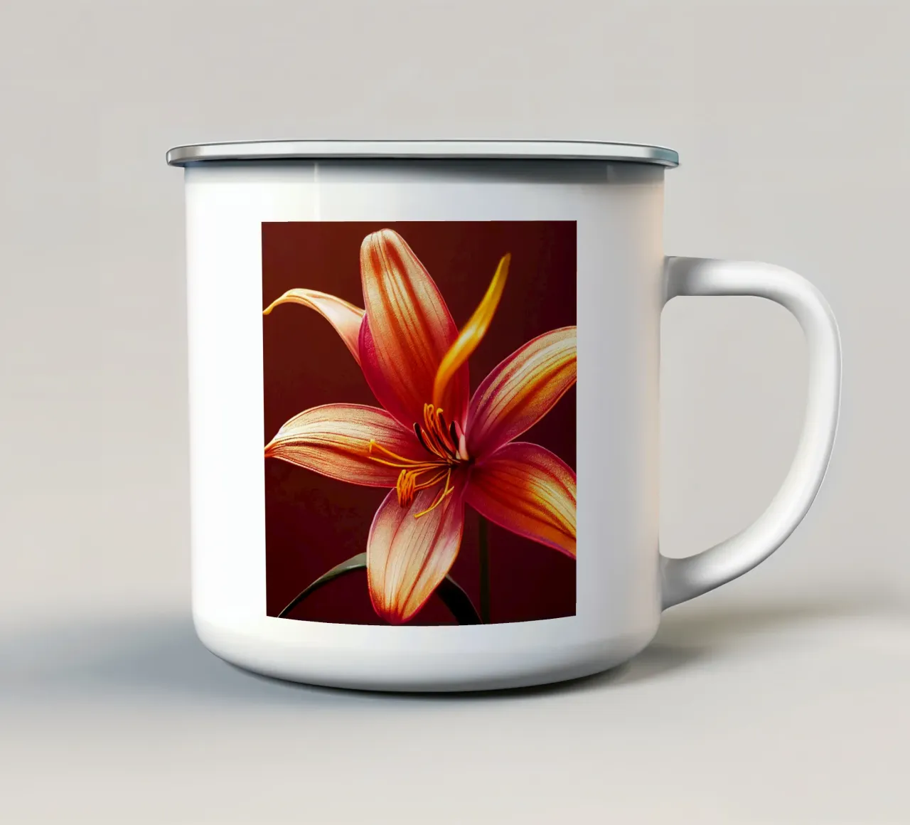Macro fiore di giglio asiatico tazza in smalto da Bold Blooms