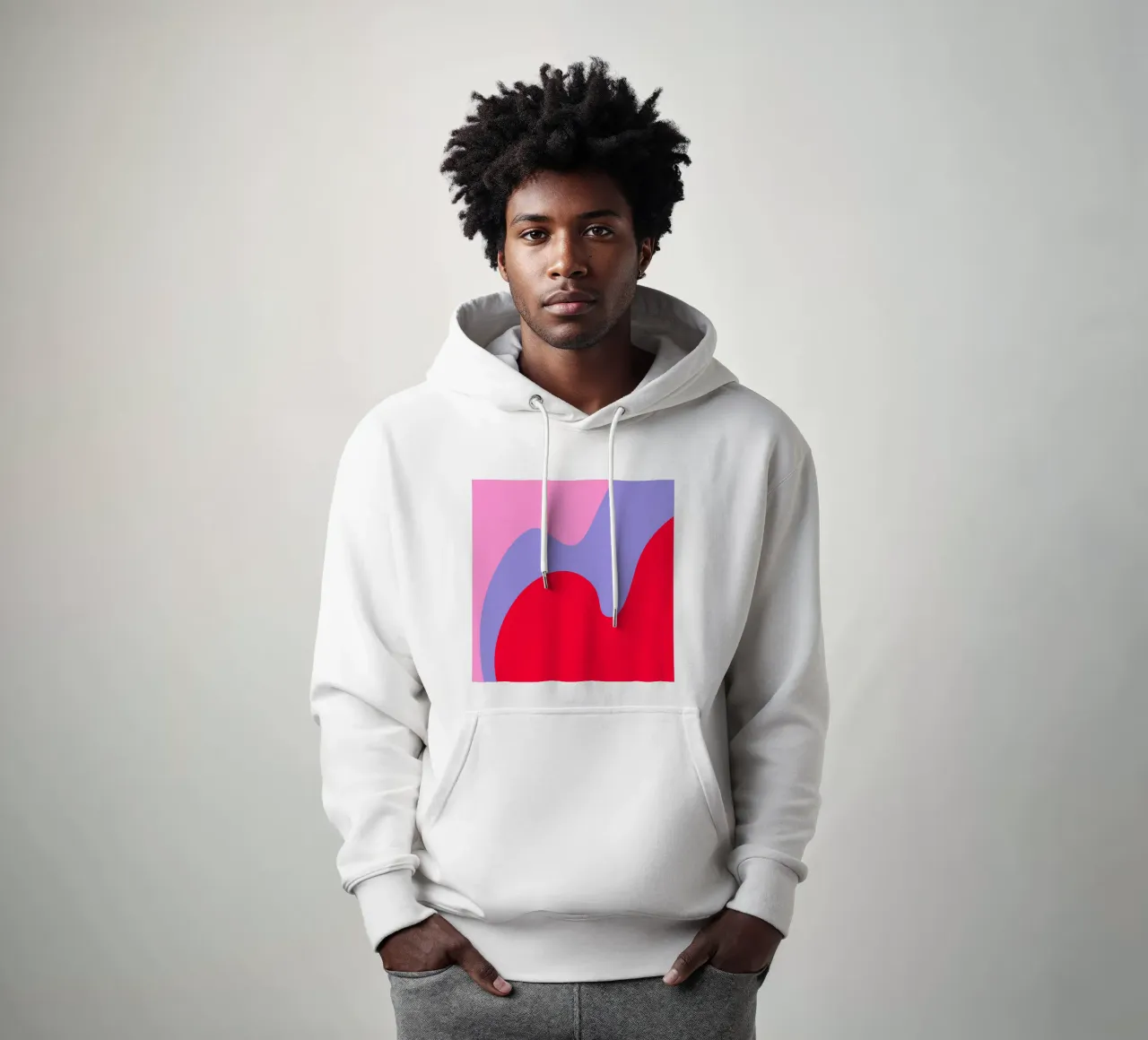 Forme di color blocking rosa, rosso, viola felpa con cappuccio da Wackapacka
