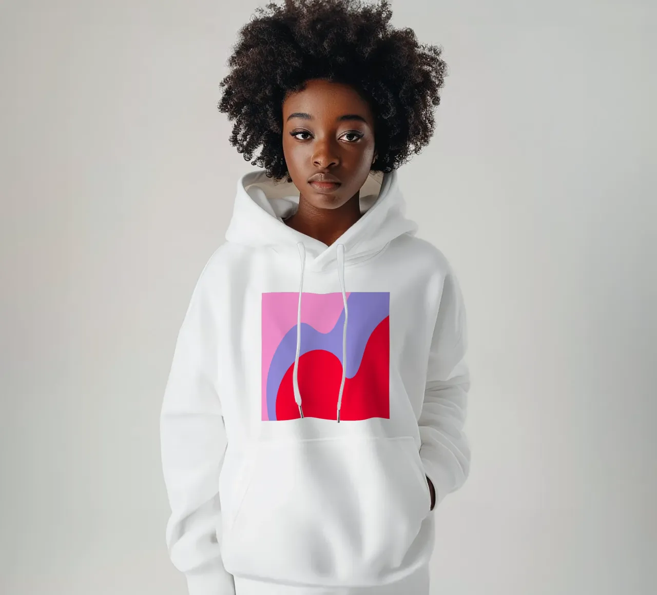Forme di color blocking rosa, rosso, viola felpa con cappuccio da Wackapacka