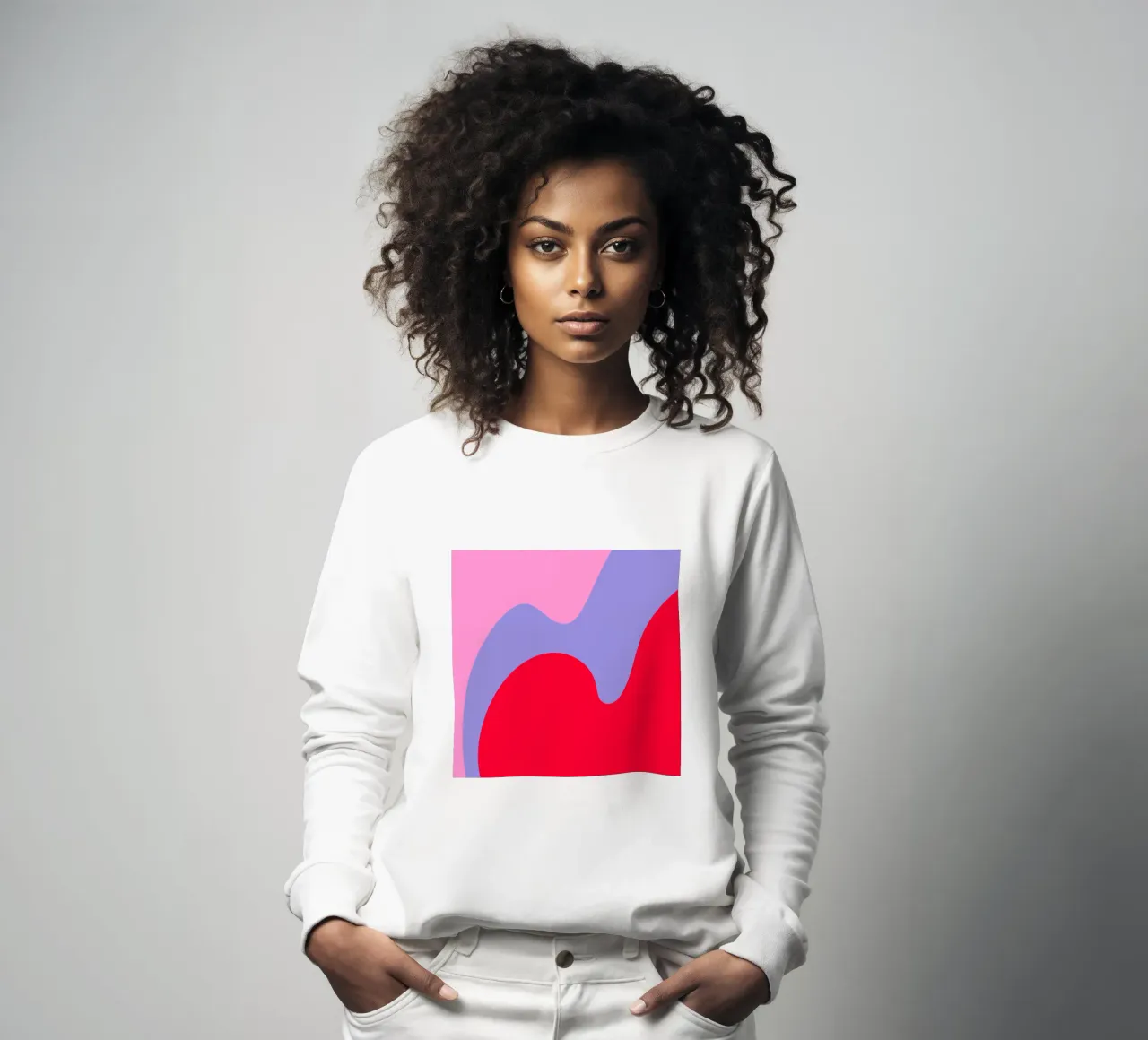 Forme di color blocking rosa, rosso, viola felpa da Wackapacka