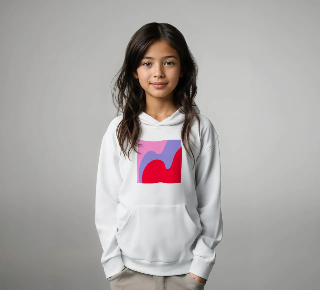 Forme di color blocking rosa, rosso, viola felpa bambino con cappuccio da Wackapacka