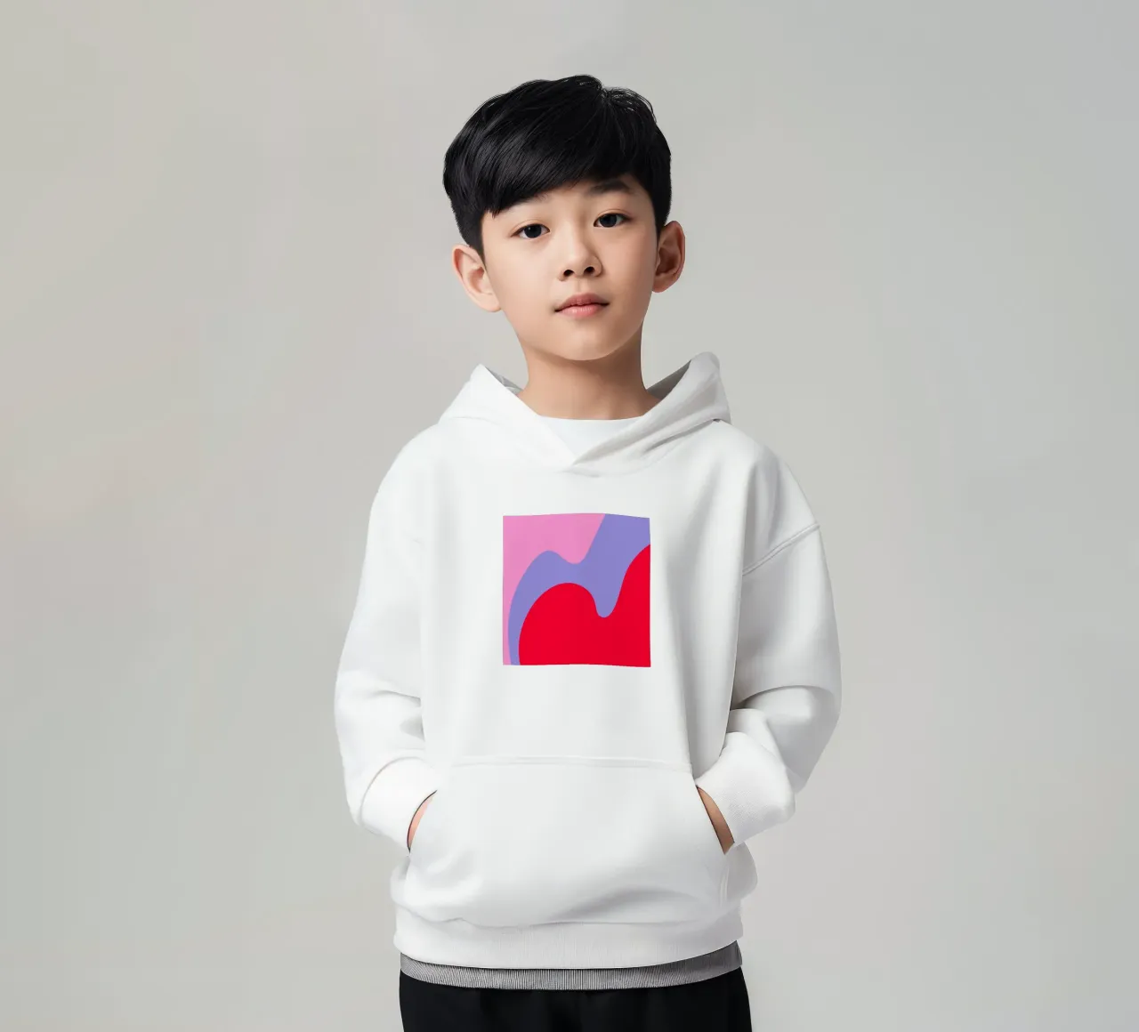 Forme di color blocking rosa, rosso, viola felpa bambino con cappuccio da Wackapacka