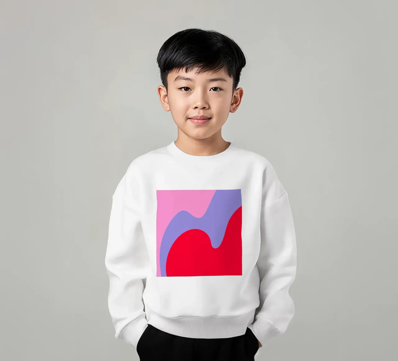 Forme di color blocking rosa, rosso, viola felpa bambino da Wackapacka