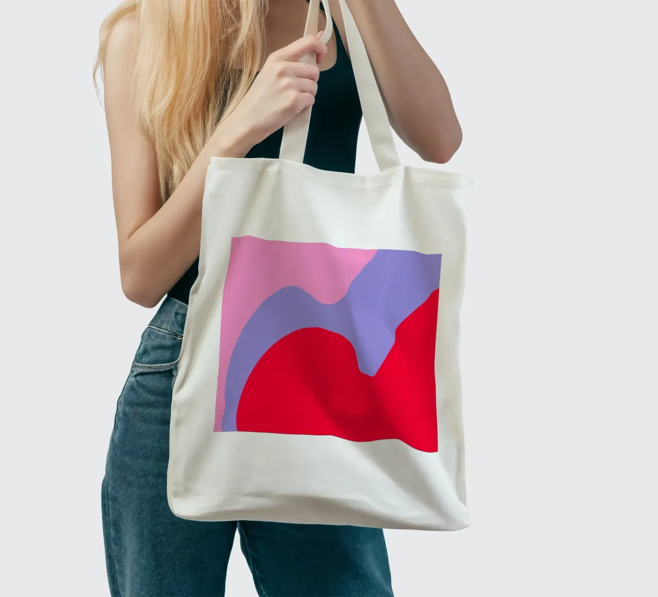Forme di color blocking rosa, rosso, viola borsa in juta da Wackapacka