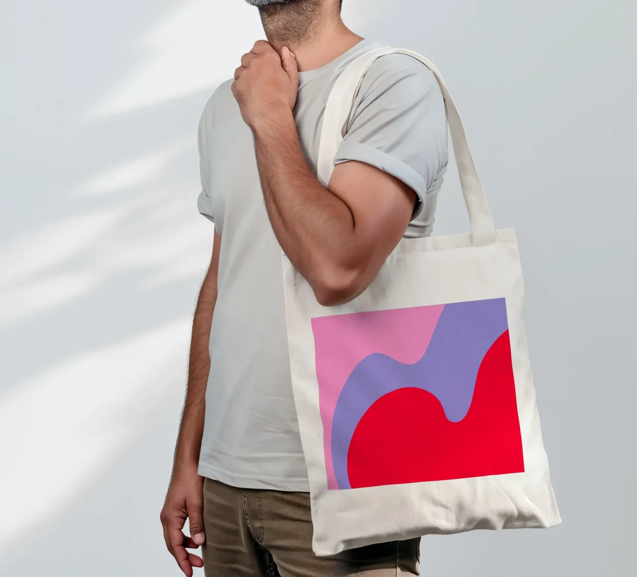 Forme di color blocking rosa, rosso, viola borsa in juta da Wackapacka