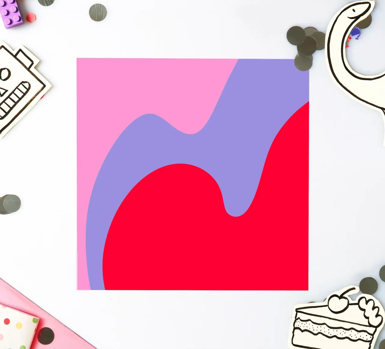 Color blocking shapes pink, red, violet Sticker von Wackapacka