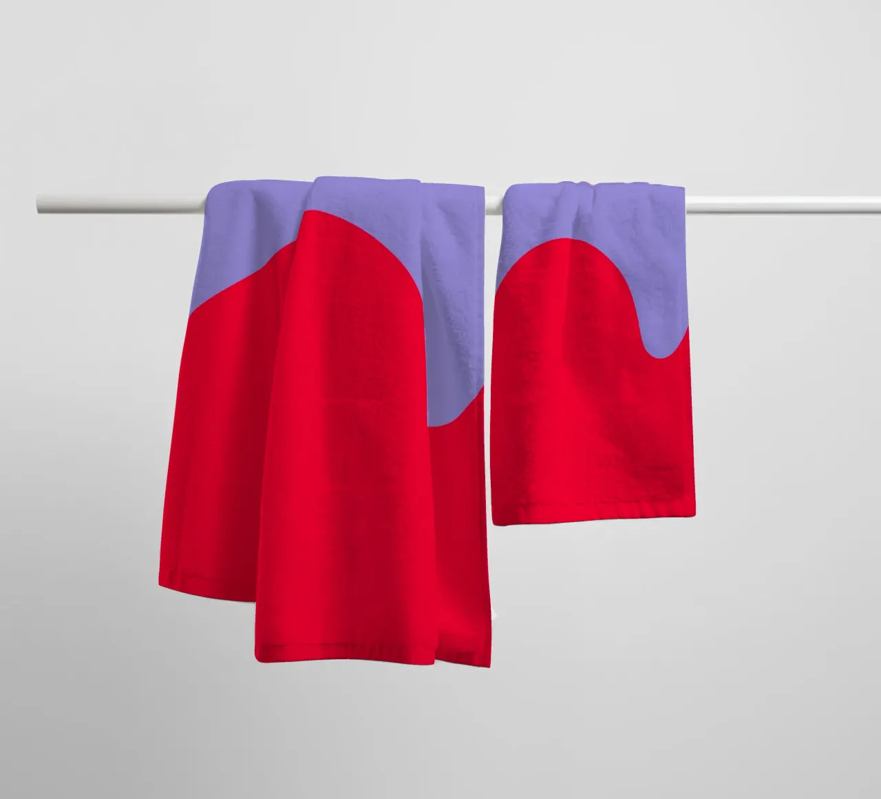 Forme di color blocking rosa, rosso, viola asciugamano da bagno da Wackapacka