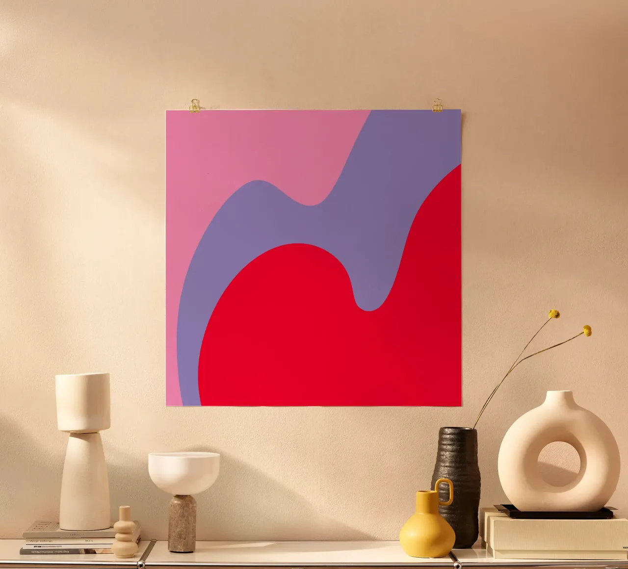 Forme di color blocking rosa, rosso, viola carta hahnemühle da Wackapacka