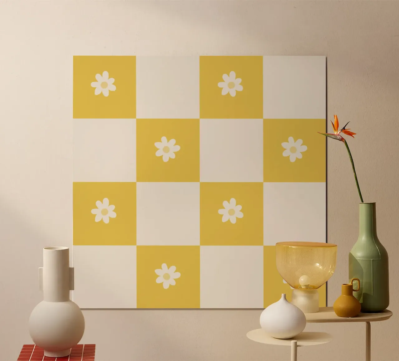Griglia a margherita - giallo poster con telaio in plastica da Wackapacka