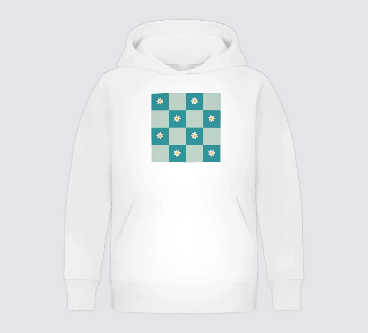 Daisy grid - turquoise kids hoodie by Wackapacka