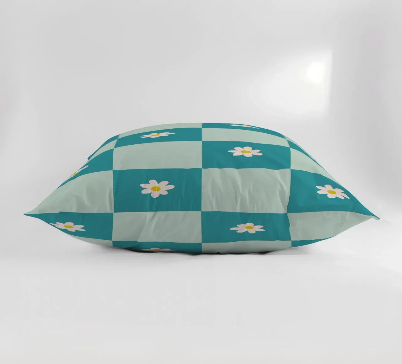 Daisy grid - turquoise decorative cushion by Wackapacka