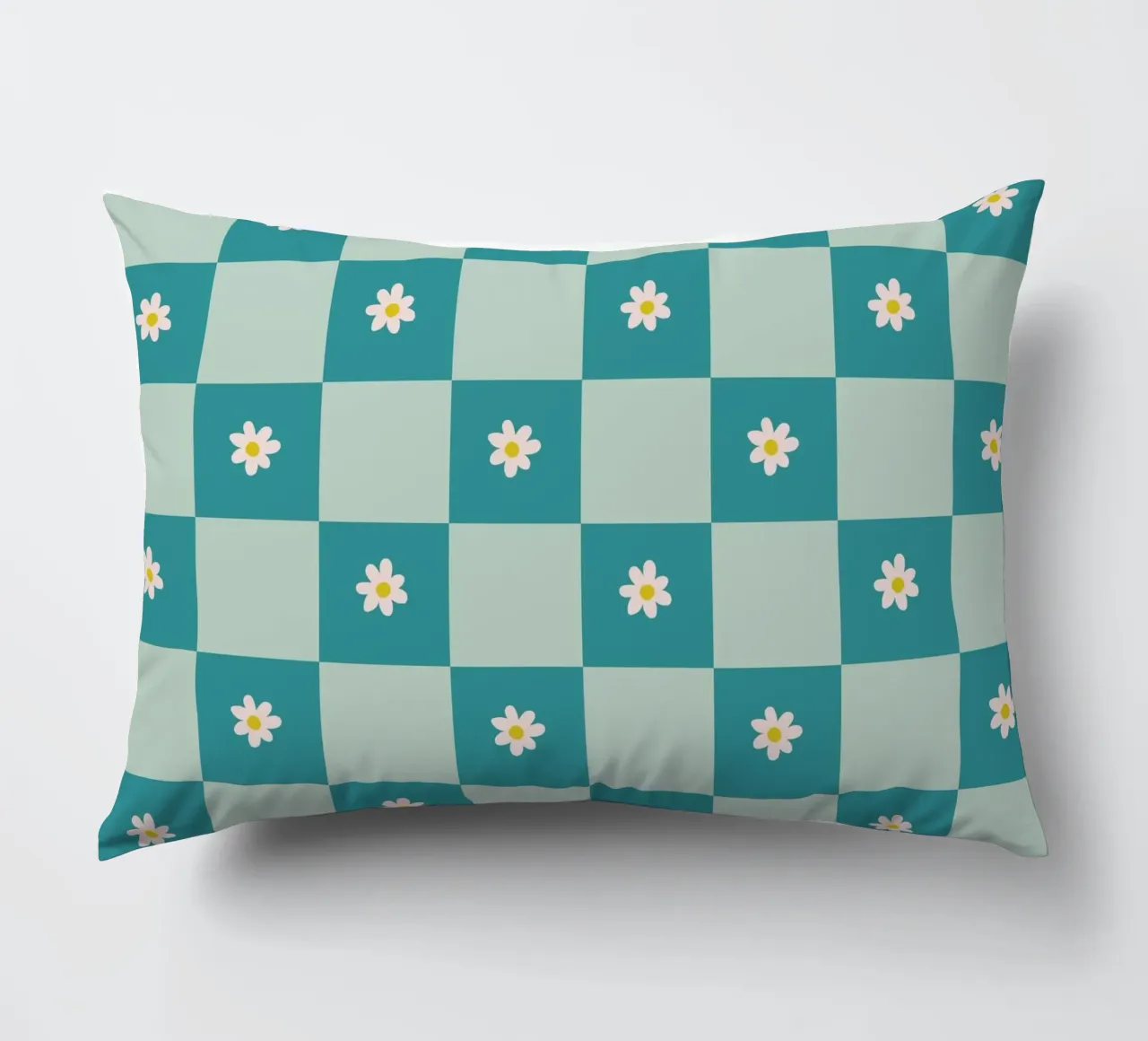 Daisy grid - turquoise decorative cushion by Wackapacka
