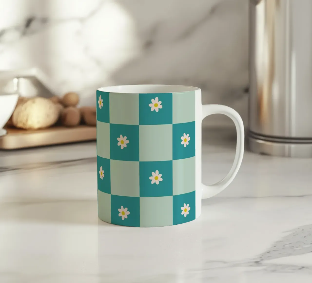 Griglia a margherita - turchese tazza in ceramica da Wackapacka