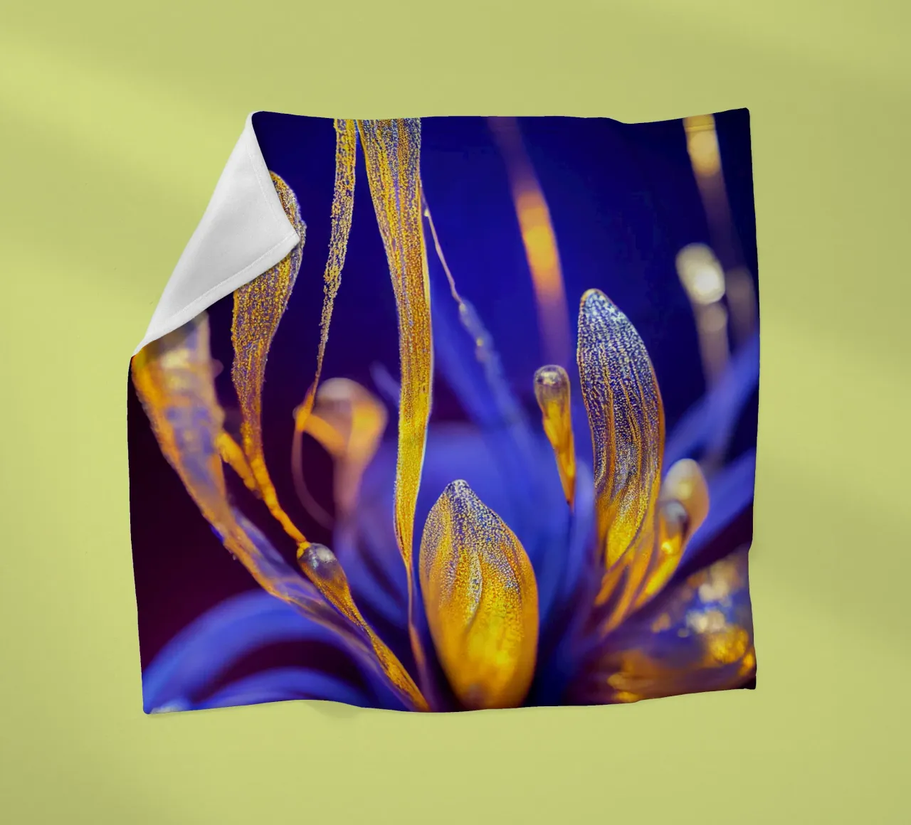 Macro Fiore blu di cespuglio di fontana coperta in pile da Bold Blooms