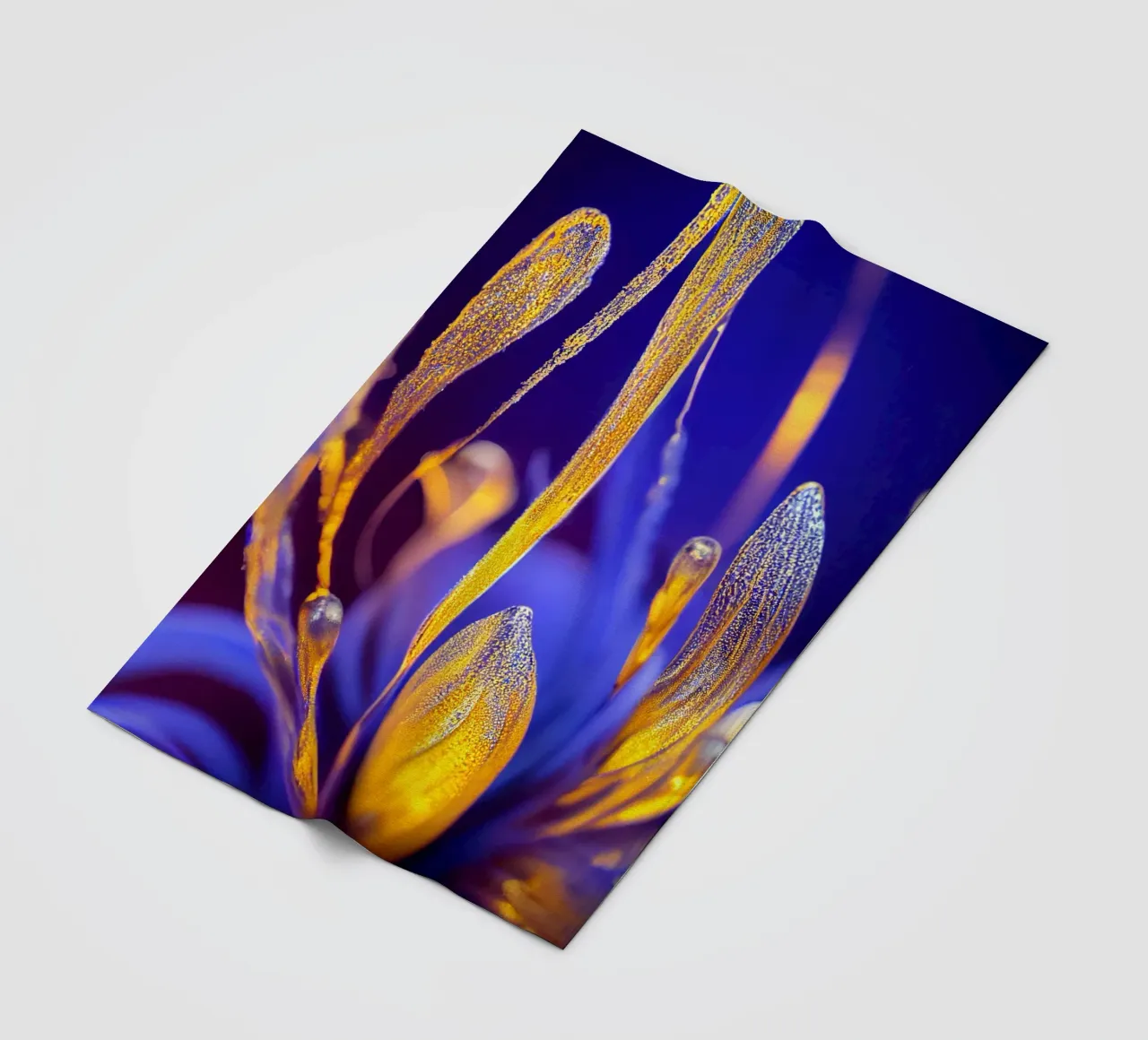Macro Fiore blu di cespuglio di fontana coperta in pile da Bold Blooms