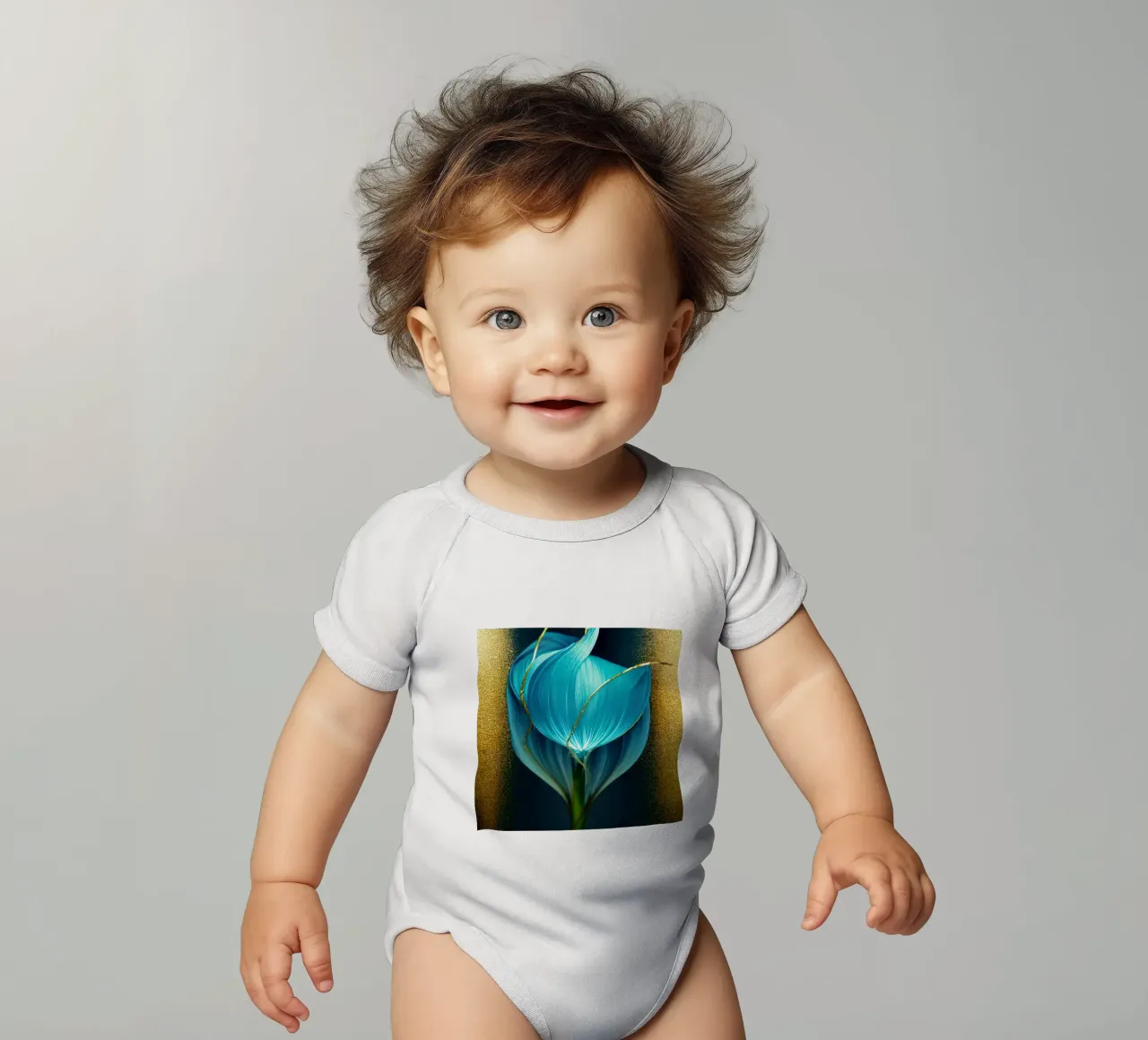 Macro Fiore blu della gloria mattutina body neonato maniche corte da Bold Blooms