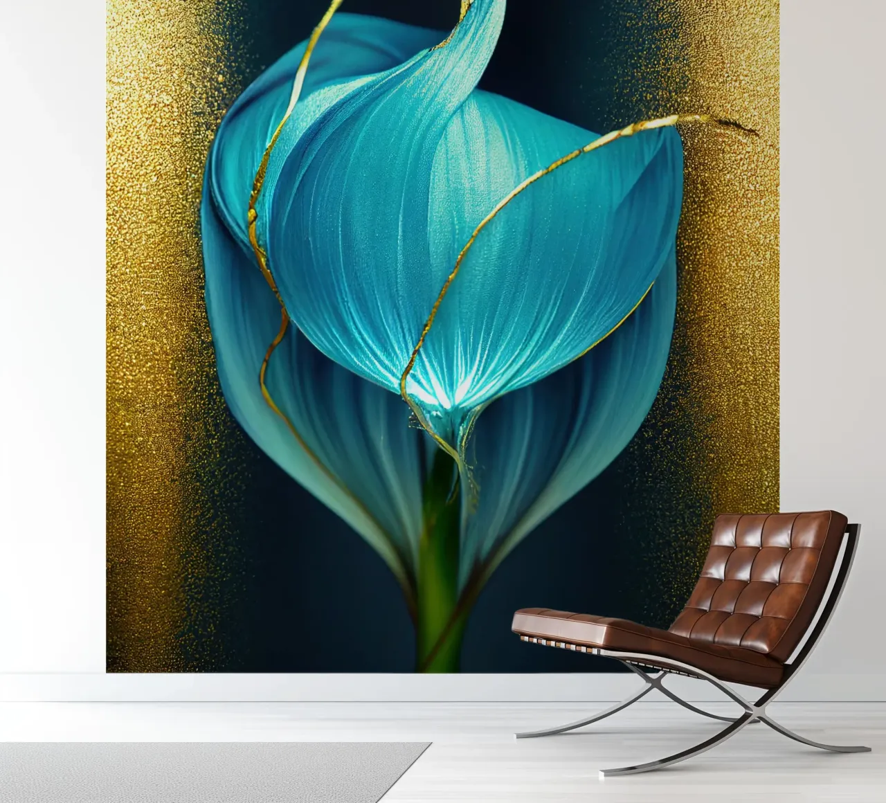 Macro Blue Morning Glory Flower papel para pared de Bold Blooms