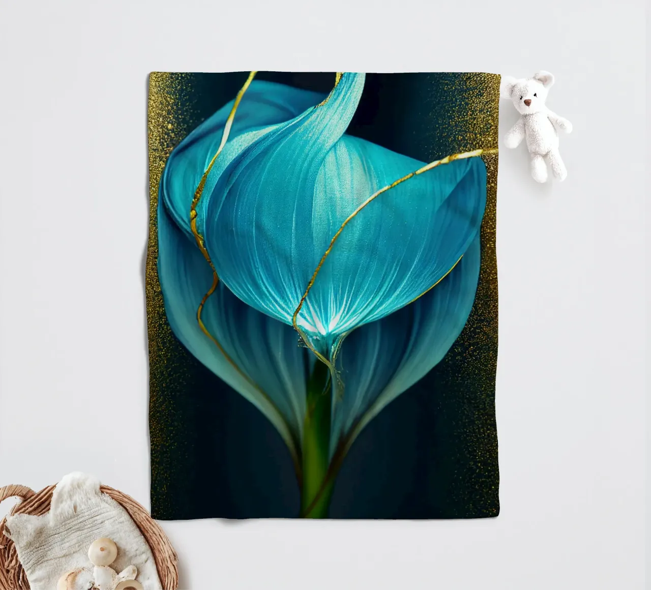 Macro Fiore blu della gloria mattutina coperta in pile da Bold Blooms