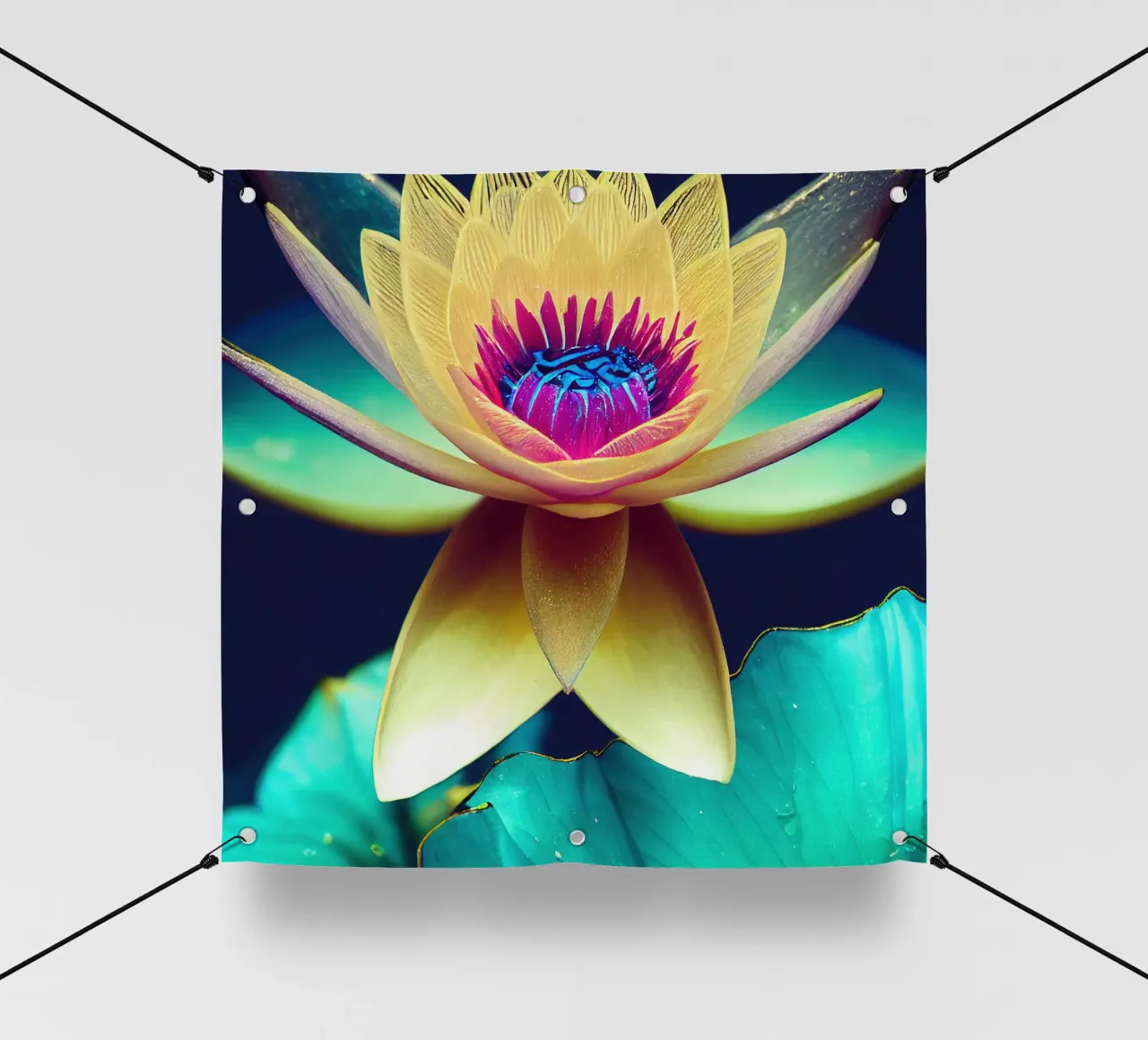 Macro fiore di ninfea blu telo in pvc da Bold Blooms