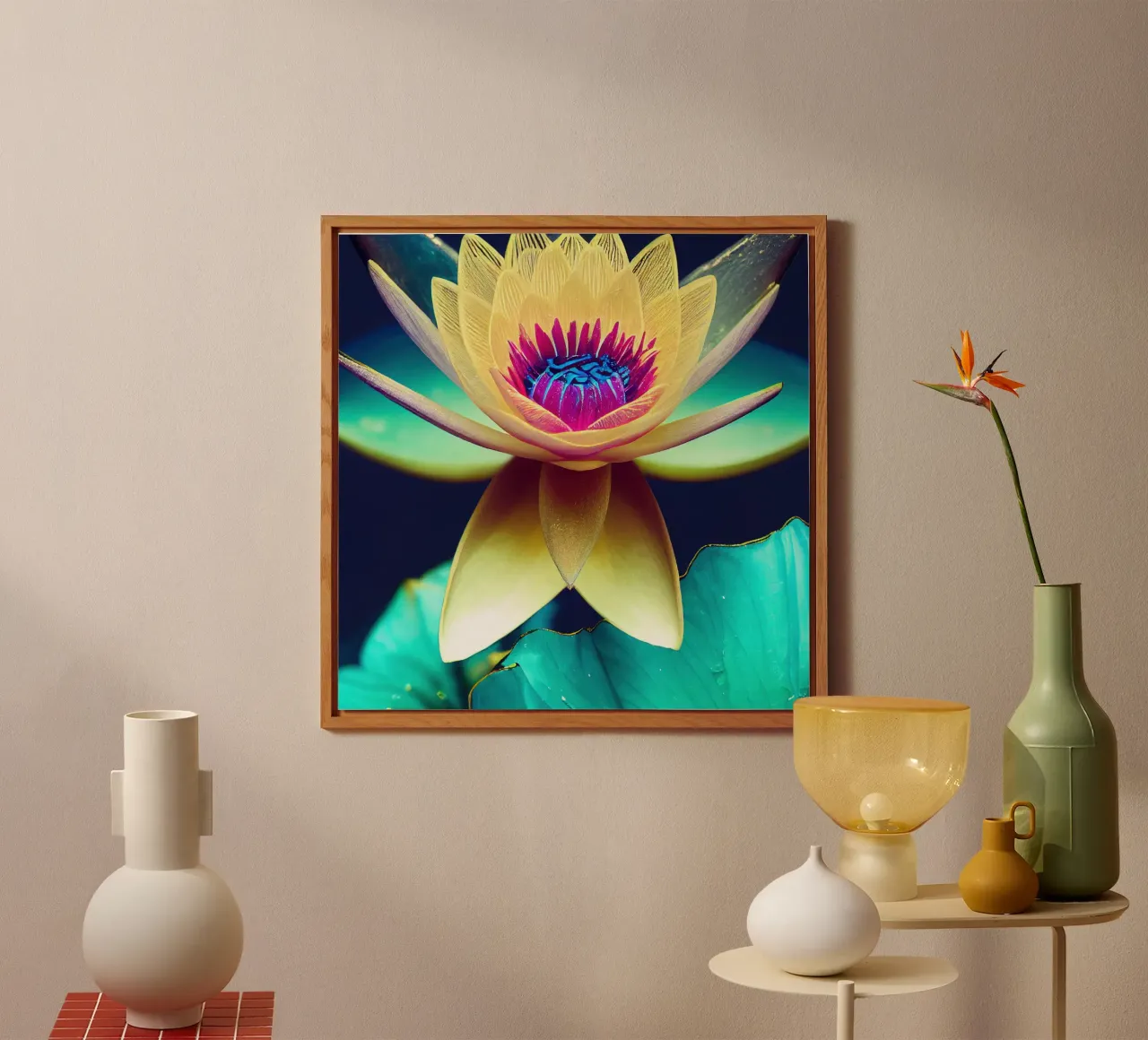 Macro fiore di ninfea blu alluminio dibond da Bold Blooms