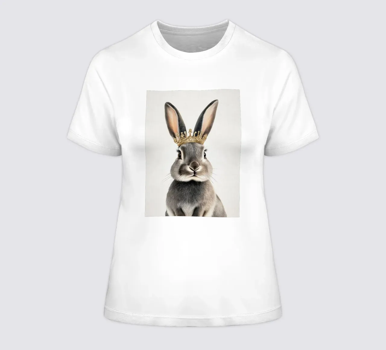 Mignon lapin avec une petite couronne t-shirt ajusté pour femmes de Carinaprint