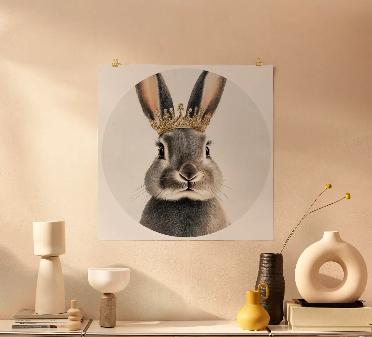 Simpatico coniglietto con corona poster da Carinaprint