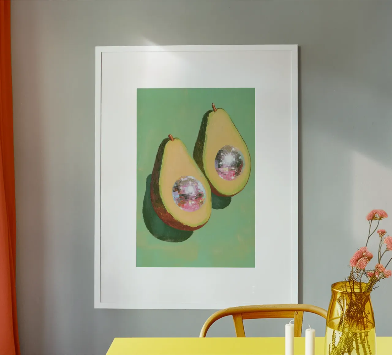 Disco Avocado poster con telaio in plastica da Melloi Art Print