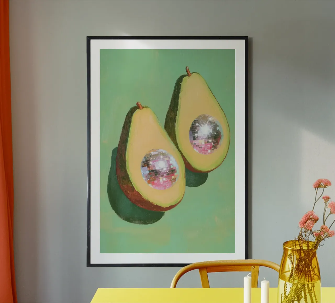 Disco Avocado poster con telaio in plastica da Melloi Art Print