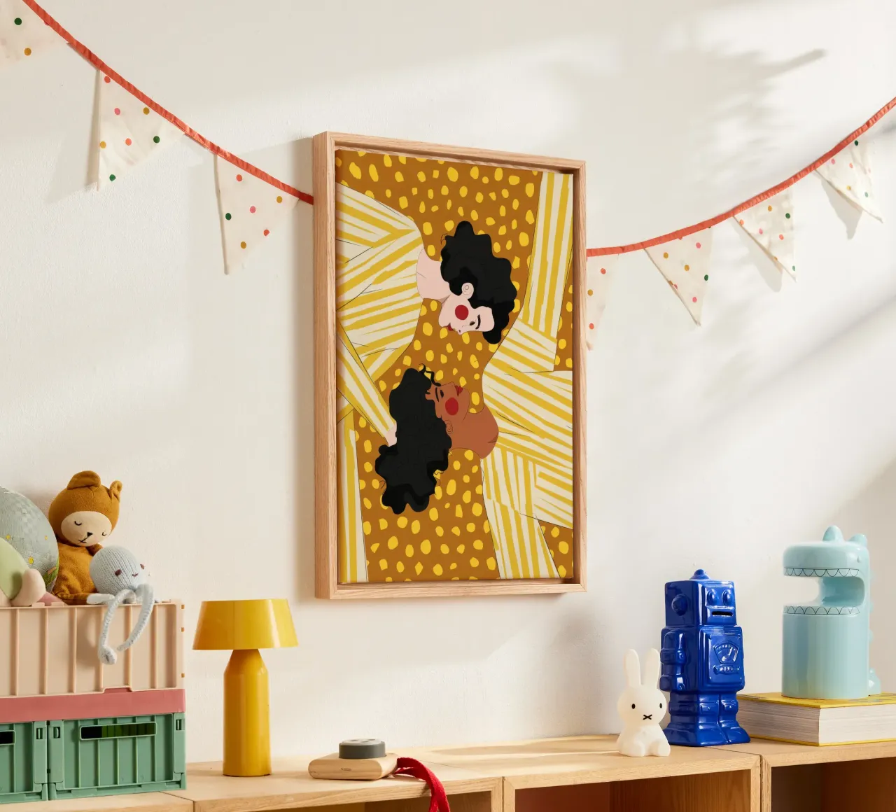 Polka Dot Rest canvas with Floater frame by Emery Kate