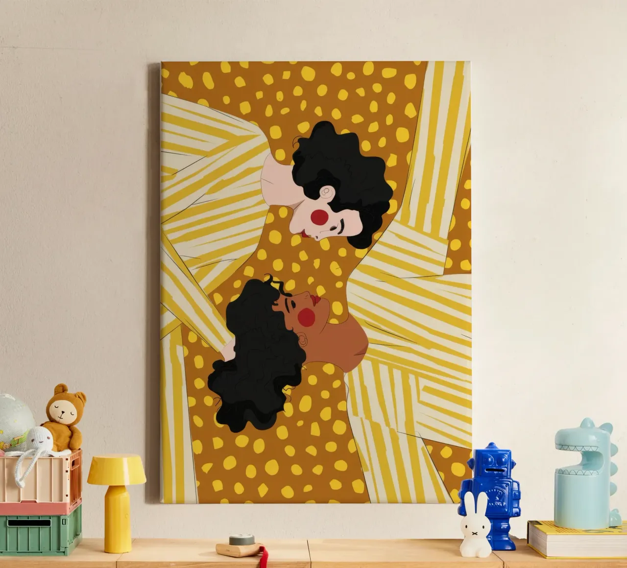 Polka Dot Rest canvas with Floater frame by Emery Kate