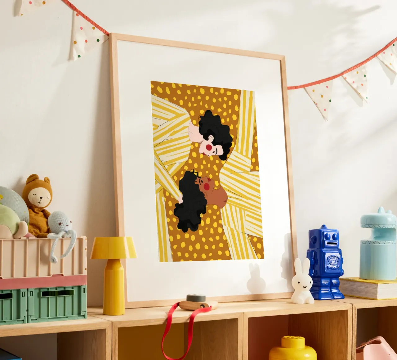 Riposo a pois poster con telaio in legno da Emery Kate