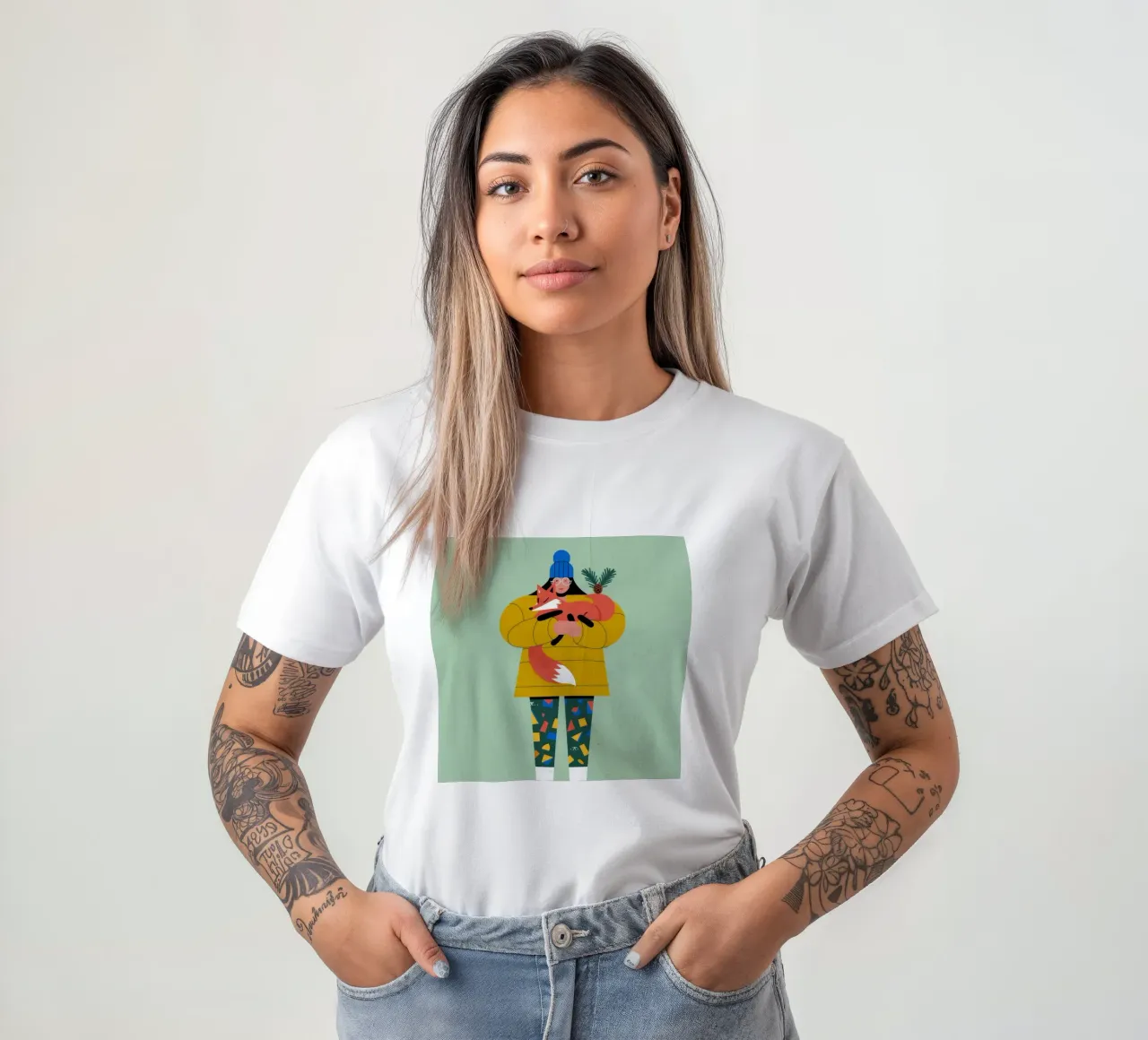 Abbraccio invernale di cani t-shirt da Emery Kate